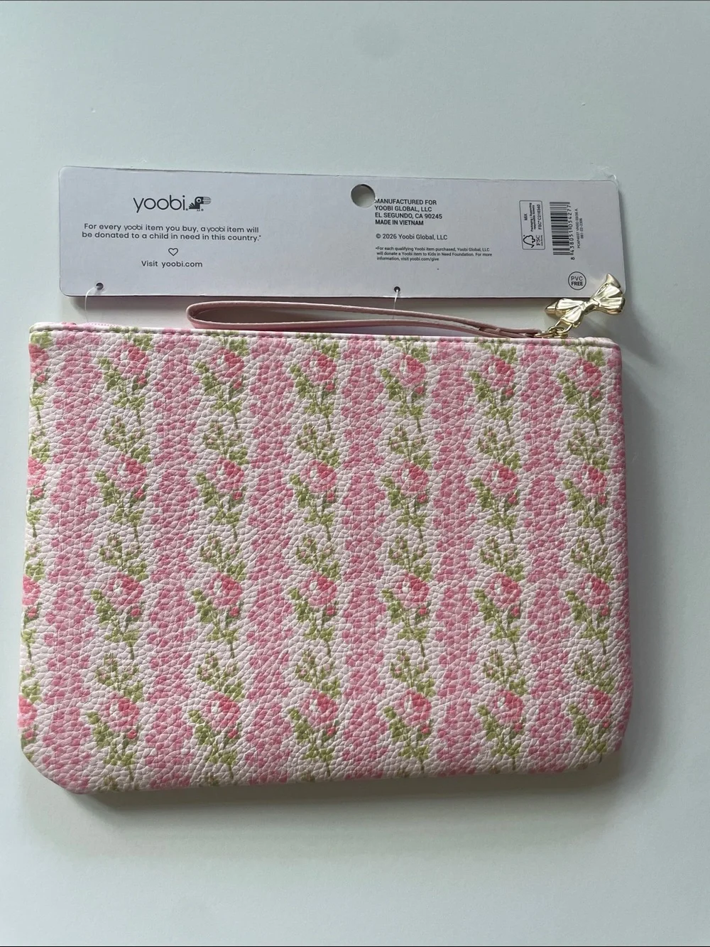 LoveShackFancy pink floral accessory pouch